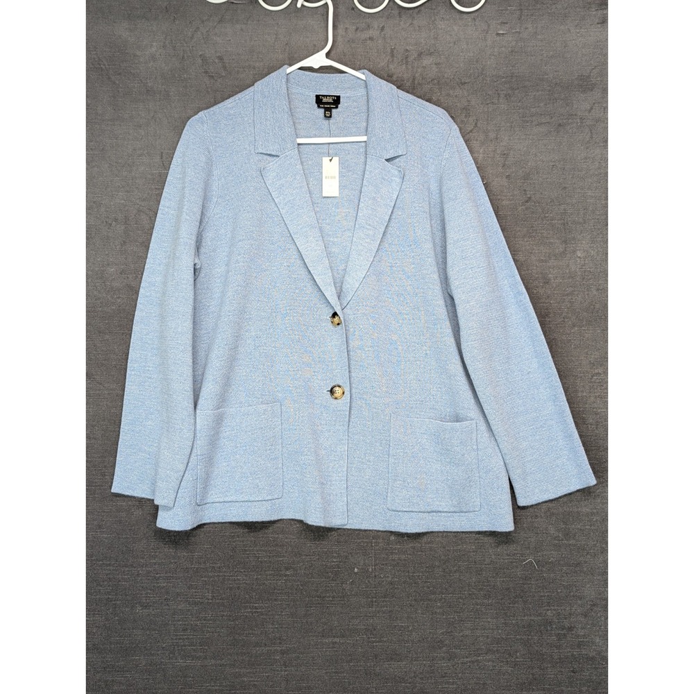 Talbots Merino Wool Cardigan Sweater Light Blue Grandma Core Comfort Sweater 2XP